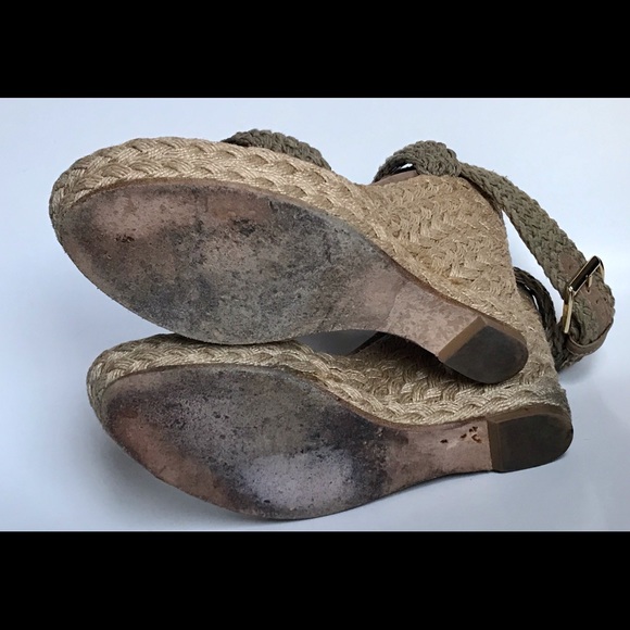 💥SOLD OUT💥Stuart Weitzman Alex Crochet Ankle Wrap espadrille sandal,10, khaki. - Picture 8 of 9